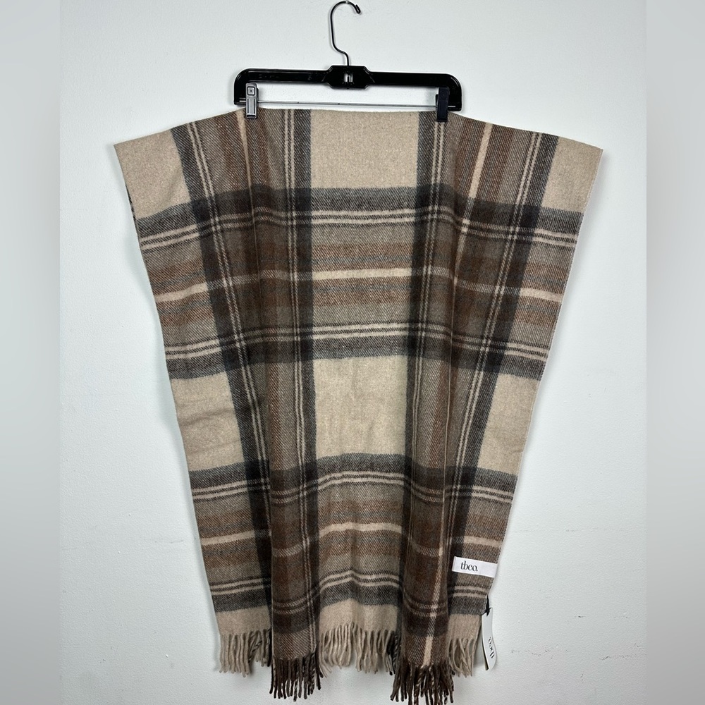 NWOT Recycled Wool Knee Blanket Stewart Natural Dress Tartan 72x60
